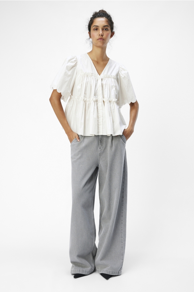 OBJHOPE S/S RE V-NECK TOP E DIV 23045854 White Sand